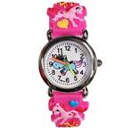 Fako® - Kinderhorloge - 3D - Eenhoorn Starlight – Donkerroze, Nieuw, Verzenden