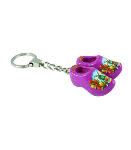 Sleutelhanger met 2 klompjes van 4 cm Paars, Kleding | Heren, Schoenen, Nieuw, Ophalen of Verzenden