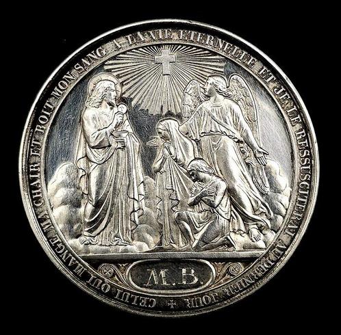 Frankrijk. Medaglia in argento Battesimo, Comunione e, Postzegels en Munten, Munten en Bankbiljetten | Toebehoren