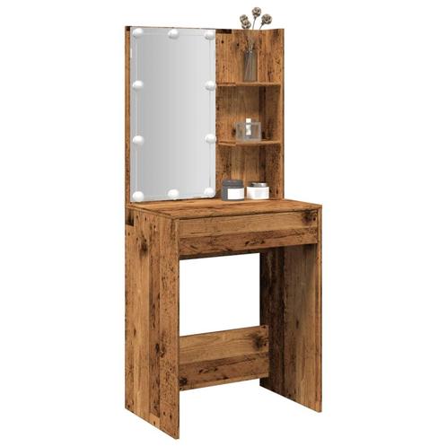 vidaXL Kaptafel met LED-verlichting 60x40x140 cm oud, Huis en Inrichting, Tafels | Salontafels, 50 tot 100 cm, Nieuw, Overige houtsoorten