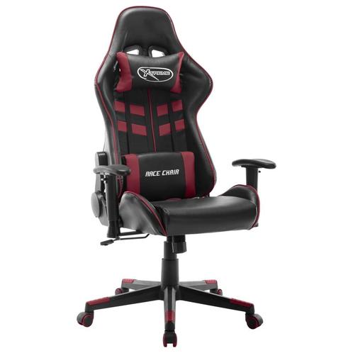 vidaXL Gamestoel kunstleer zwart en wijnrood, Huis en Inrichting, Bureaustoelen, Rood, Nieuw, Verzenden