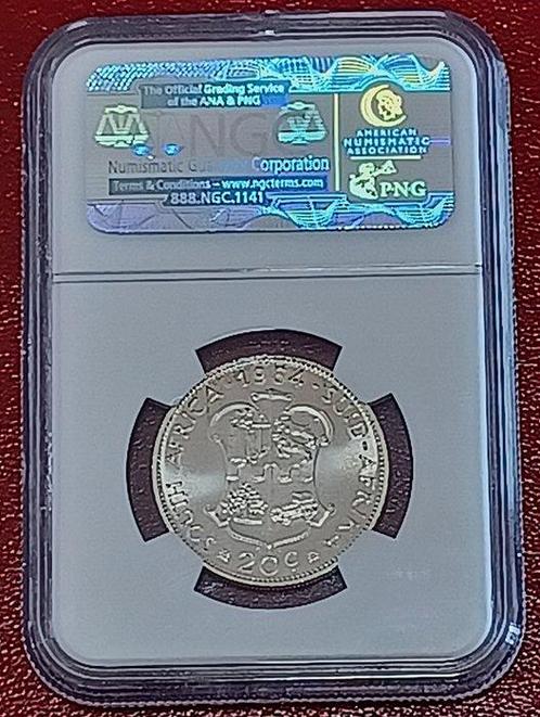 Zuid-Afrika. 20 Cents 1964 - NGC PF64 - RARE MINTAGE 16,000, Postzegels en Munten, Munten | Europa | Niet-Euromunten