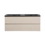 Badkamermeubel Summer 120cm mat beige met zwarte wastafel, Verzenden, Nieuw