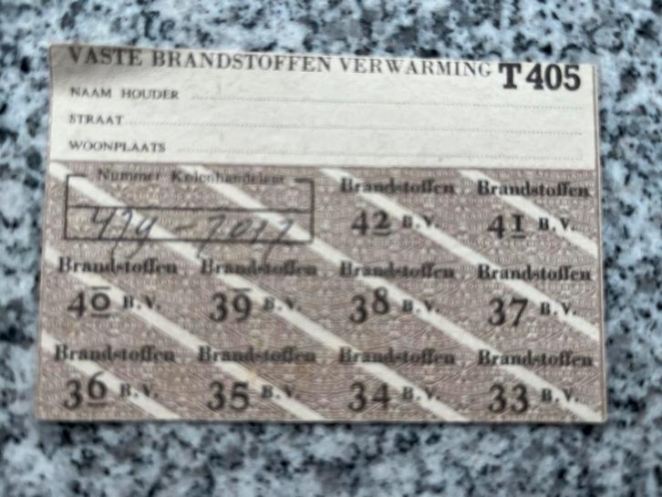Bonkaart vaste brandstoffen verwarming (Tweede Wereldoorlog), Boeken, Oorlog en Militair, Gelezen, Tweede Wereldoorlog, Overige onderwerpen
