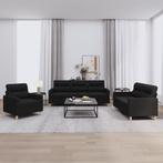 vidaXL 3-delige loungeset met kussens stof zwart, Huis en Inrichting, Verzenden, Nieuw, Vierpersoons of meer, Stof
