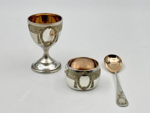 Eierhouder set (3) - Elegante Set Portauovo, Anello, Antiek en Kunst, Antiek | Goud en Zilver