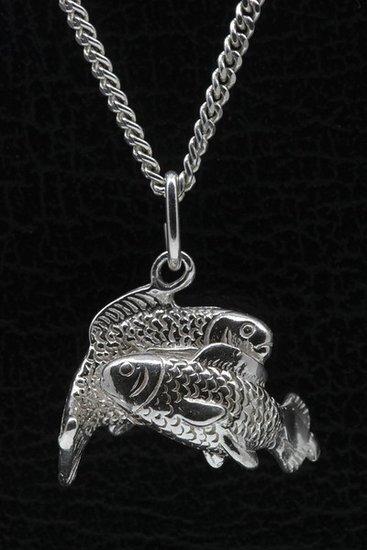 Zilveren Sterrenbeeld Vissen ketting hanger - groot, Sieraden, Tassen en Uiterlijk, Kettinghangers, Verzenden