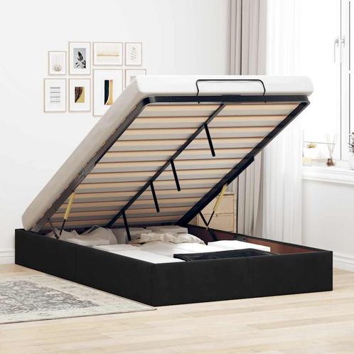 vidaXL Bedframe zonder matras 120x200 cm fluweel zwart, Huis en Inrichting, Slaapkamer | Bedden, 120 cm, 200 cm, Zwart, Twijfelaar