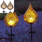 Solar Tuinstekers Drop - Set van 2 - 90 cm (tuinverlichting), Zonne-energie, Staal, Verzenden, Minder dan 50 watt