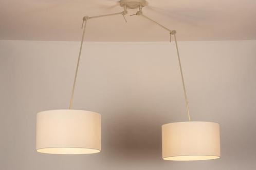 Rietveld Hanglampen - Wit, Beige, Zand - Stof, Metaal, Huis en Inrichting, Lampen | Hanglampen, Verzenden
