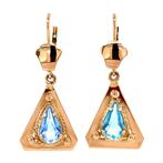 Gouden oorhangers met blauwe kleursteen 18 krt, Ophalen of Verzenden, Nieuw
