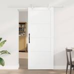 vidaXL Schuifdeur Wit 83 x 202 cm Massief grenenhout en, Doe-het-zelf en Verbouw, Deuren en Horren, Verzenden, Nieuw
