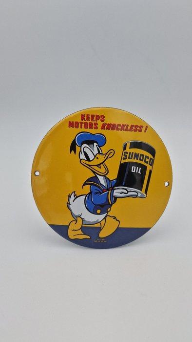 Emaillen bord Sunoco Oil reclame met Donald Duck. - Emaille, Verzamelen, Disney