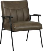 Grijze leren industriële retro fauteuil - Granada leer Ash (, Huis en Inrichting, Fauteuils, Nieuw, Ophalen of Verzenden, Industrieel