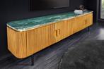 Design TV-bord VENEZIANO 160 cm messing groen marmeren blad, Ophalen of Verzenden, Nieuw