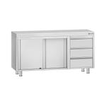 GGM Gastro | RVS werktafel ECO - 1400x700mm - met 3 laden |, Verzenden, Nieuw in verpakking, Meubilair