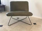 Leren fauteuil zonder armleuning met kruisframe - groen leer, Huis en Inrichting, Fauteuils, Nieuw, Ophalen of Verzenden, 75 tot 100 cm
