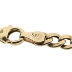 Gouden platte gourmetschakel armband met diamanten; 0,25 ct., Sieraden, Tassen en Uiterlijk, Armbanden, Gebruikt, Overige kleuren