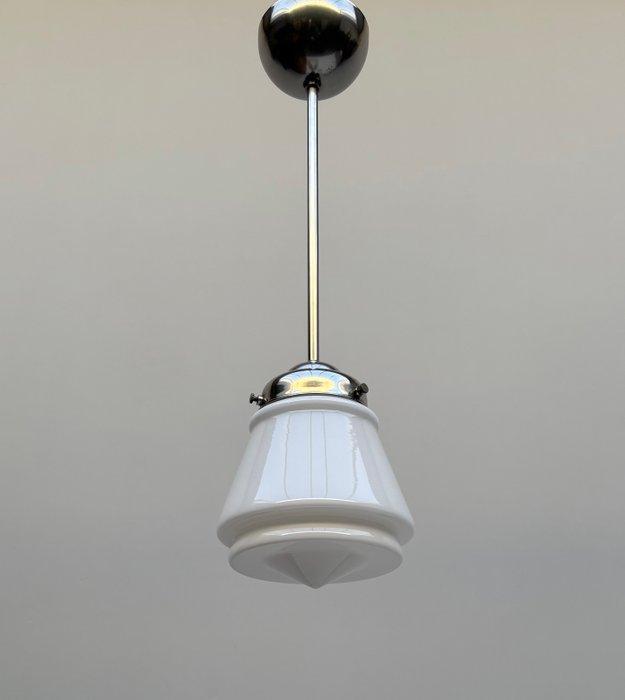 Plafondlamp - Vernikkeld messing, Opaline glas, Antiek en Kunst, Kunst | Designobjecten