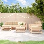 vidaXL 7-delige Loungeset met kussens massief teak, Verzenden, Nieuw, Loungeset, Hout