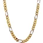 Gouden figaro collier bicolour 50.5 cm 14 karaat, Sieraden, Tassen en Uiterlijk, Kettingen, Verzenden, Zo goed als nieuw, Goud