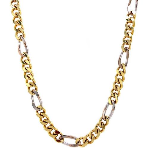 Gouden figaro collier bicolour 50.5 cm 14 karaat, Sieraden, Tassen en Uiterlijk, Kettingen, Goud, Zo goed als nieuw, Goud, Verzenden