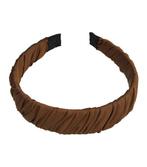 Haarband Diadeem 3cm – Gedraaide Gladde Stof – Donkerbruin, Nieuw