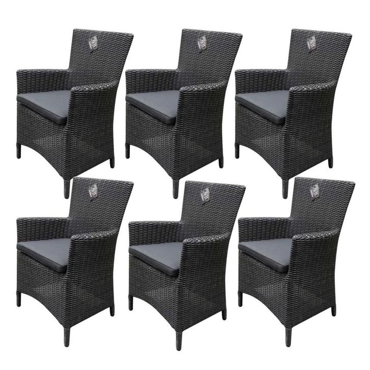 6 stuks Capri dining tuinstoel antraciet, Tuin en Terras, Tuinstoelen, Nieuw, Wicker, Ophalen of Verzenden