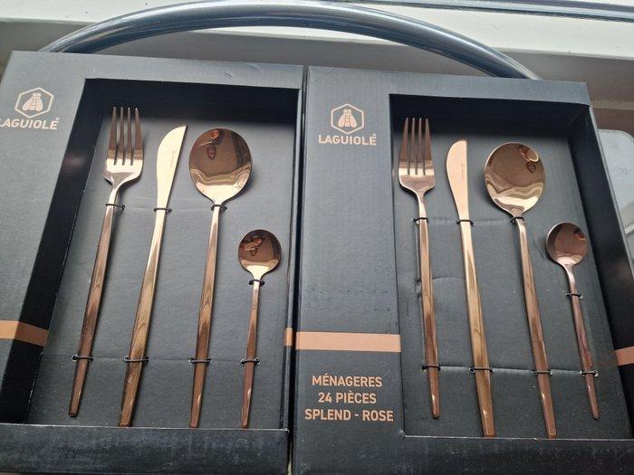 Laguiole - Bestekset (48) - Rosegoud champagne - Staal, Antiek en Kunst, Antiek | Meubels | Tafels