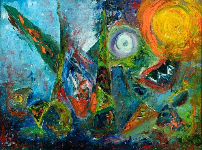 COBRA school (XX) - Abstracte Compositie met Dieren in de, Antiek en Kunst, Kunst | Schilderijen | Klassiek