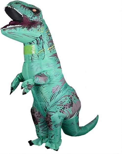 KIMU® Opblaas Kostuum Kinderen T-Rex Groen 110 116 122 128 1, Kinderen en Baby's, Carnavalskleding en Verkleedspullen, Nieuw, Ophalen of Verzenden