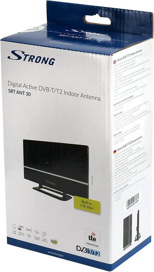 Strong SRT 30 DVB-T2 binnen antenne met voeding en kabel, Audio, Tv en Foto, Schotelantennes, (Schotel)antenne, Nieuw, Ophalen of Verzenden