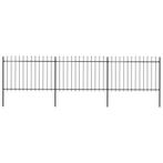 vidaXL Tuinhek met speren bovenkant 5,1x1,2 m staal zwart, Verzenden, Nieuw, IJzer, 1 tot 2 meter