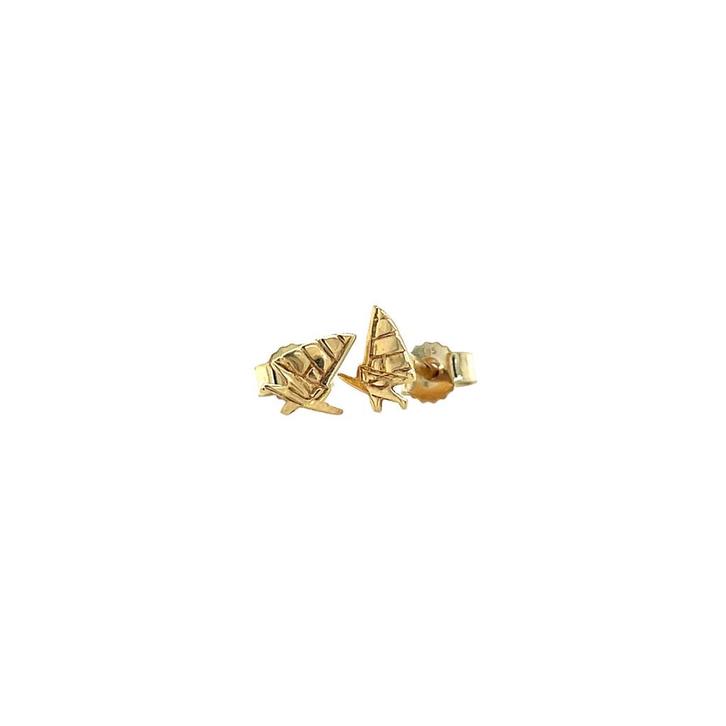 Gouden vintage zeilboot oorstekers 14 krt, Sieraden, Tassen en Uiterlijk, Oorbellen, Nieuw, Ophalen of Verzenden