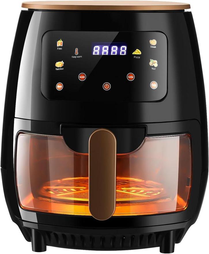 Airfryer XXL - heteluchtfriteuse - 6L - 1600W - Zwart - OYAJ, Witgoed en Apparatuur, Airfryers, Zo goed als nieuw, Verzenden