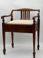 Kruk - met opbergvak - Mahonie - Ingelegd piano Kruk