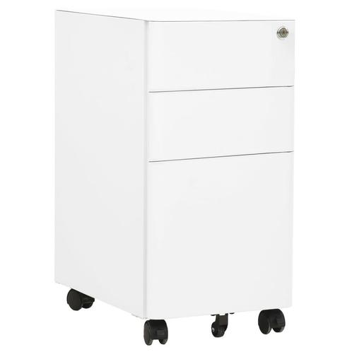 vidaXL Ladeblok verrijdbaar 39x45x59 cm staal wit, Huis en Inrichting, Kasten | Roldeurkasten en Archiefkasten, Nieuw, Verzenden