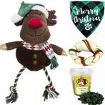 Honden kerst pakket met knuffel, bandana, hondenbot en -koek, Verzenden, Nieuw