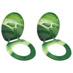 vidaXL Toiletbrillen met deksel 2 st waterdruppel MDF groen, Verzenden, Nieuw