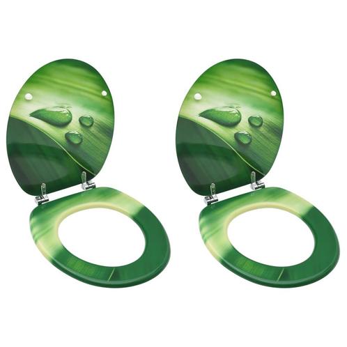 vidaXL Toiletbrillen met deksel 2 st waterdruppel MDF groen, Doe-het-zelf en Verbouw, Sanitair, Nieuw, Verzenden