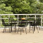vidaXL 7-delige Tuinset poly rattan zwart, 6 zitplaatsen, Nieuw, Tuinset, Verzenden