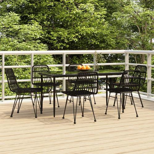 vidaXL 7-delige Tuinset poly rattan zwart, Tuin en Terras, Tuinsets en Loungesets, Tuinset, Nieuw, 6 zitplaatsen, Rotan, Verzenden