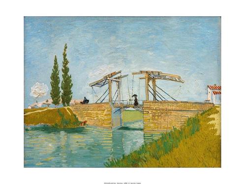 Kunstdruk Vincent Van Gogh - Die Zugbrücke 80x60cm, Huis en Inrichting, Woonaccessoires | Schilderijen, Tekeningen en Foto's, Nieuw