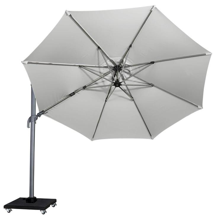Malibu T2 zweefparasol 350 cm rond lichtgrijs, Tuin en Terras, Parasols, Nieuw, Ophalen of Verzenden