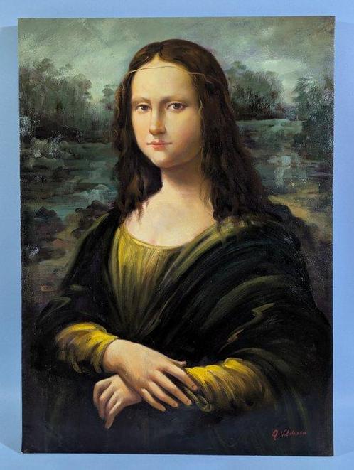 A. Vitaliano (XX), da Leonardo Da Vinci - Monnalisa, Antiek en Kunst, Kunst | Schilderijen | Klassiek