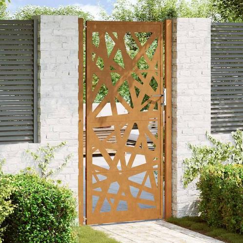 vidaXL Poort met lichtontwerp 105x205 cm weervast staal, Tuin en Terras, Tuinpoorten, Nieuw, Verzenden