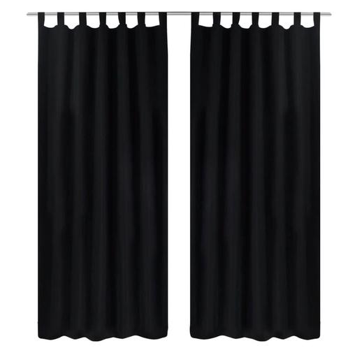 vidaXL Micro-Satijnen Gordijnen met Ringen 140 x 175 cm 2, Huis en Inrichting, Stoffering | Gordijnen en Lamellen, Zwart, Nieuw