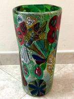 Vaas - Murrine Millefiori - Muranoglas - Groen met Zilver