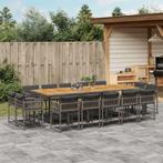 vidaXL 15-delige Tuinset met kussens poly rattan grijs, 4 zitplaatsen, Nieuw, Tuinset, Verzenden