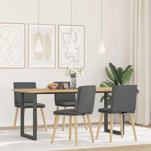 vidaXL Eetkamerstoelen 4 st stof donkergrijs, Huis en Inrichting, Stoelen, Grijs, Nieuw, Verzenden
